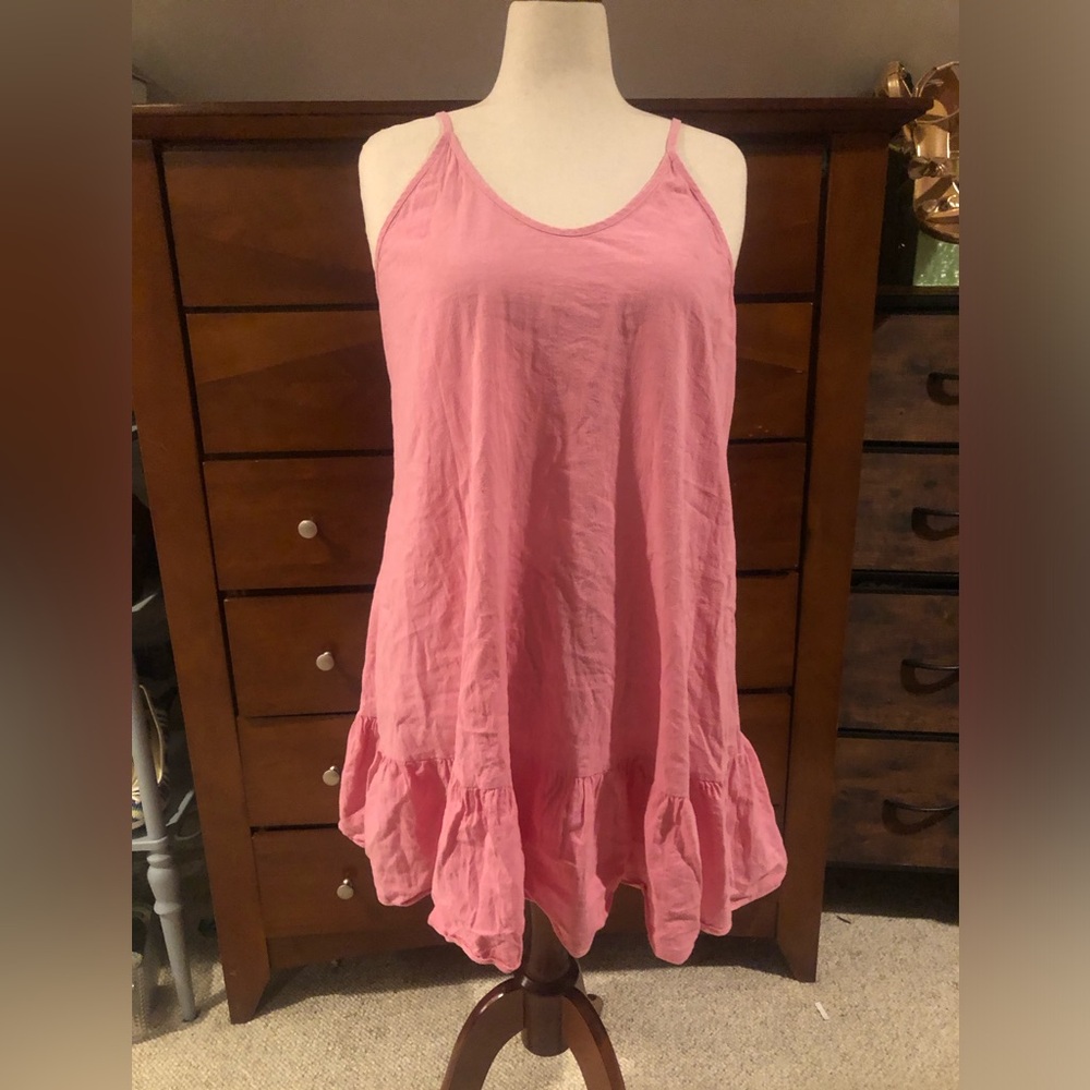 SHEIN Pink Ruffle-Hem Mini Sundress